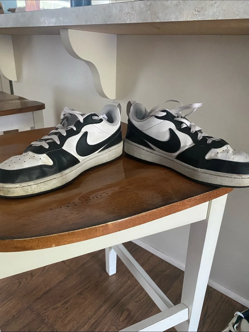 Nike White and Black Court-Style Sneakers